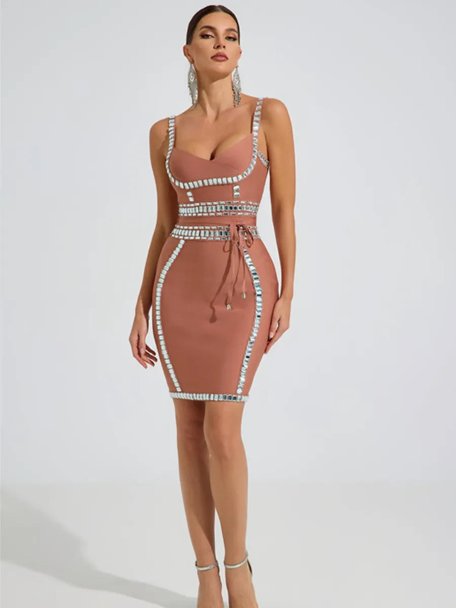 Leah Crystal Contour Bodycon Mini Dress