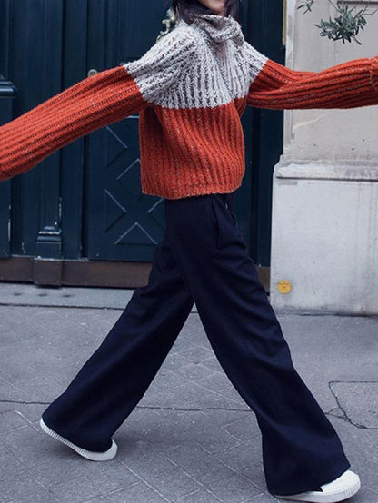 Casual Split-Joint High Neck Sweater