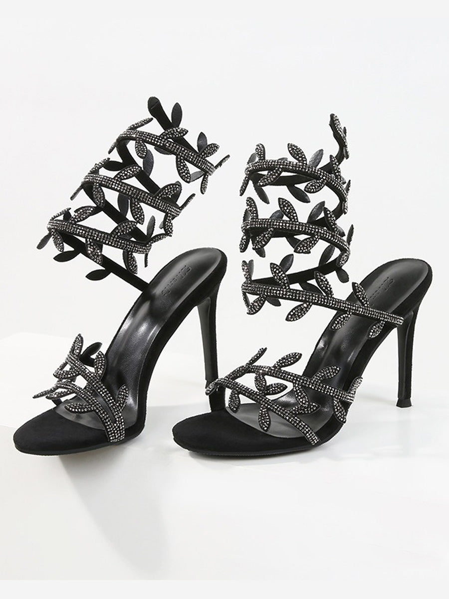 Odessa Leaf-Shaped Rhinestone Sandals