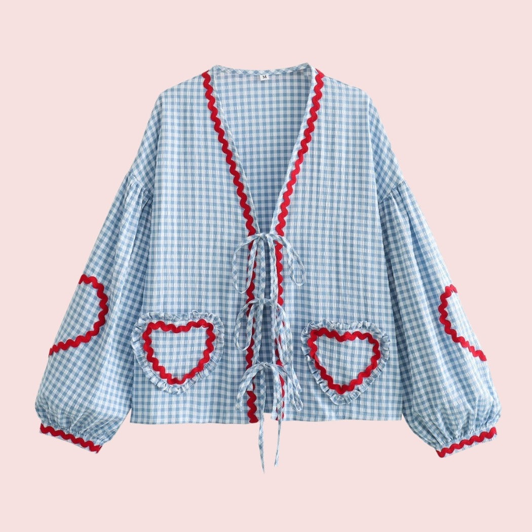 Crosa - Oversized Checkered Love Cardigan - Breezy Summer Cover-Up
