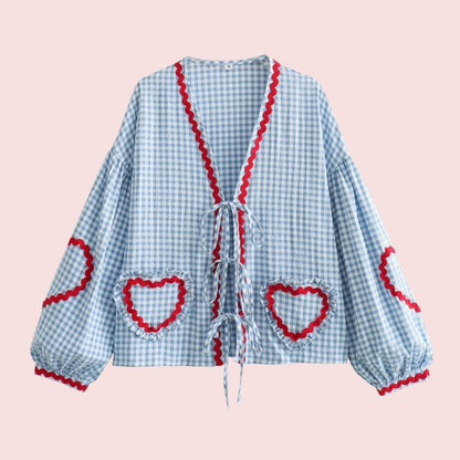 Crosa - Oversized Checkered Love Cardigan - Breezy Summer Cover-Up
