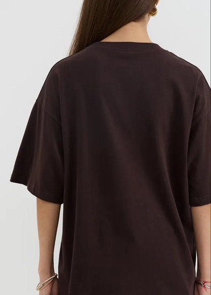 Oversized Cotton Tee With Breakfast Print