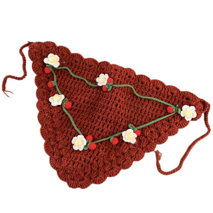Haila - Floral Lace Crochet Triangle Scarf - Boho Chic