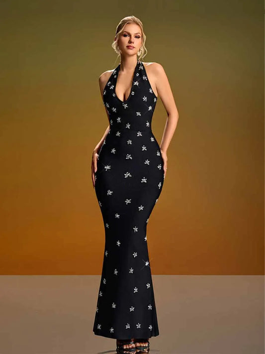 Celestine Rhinestone Mermaid Maxi Dress