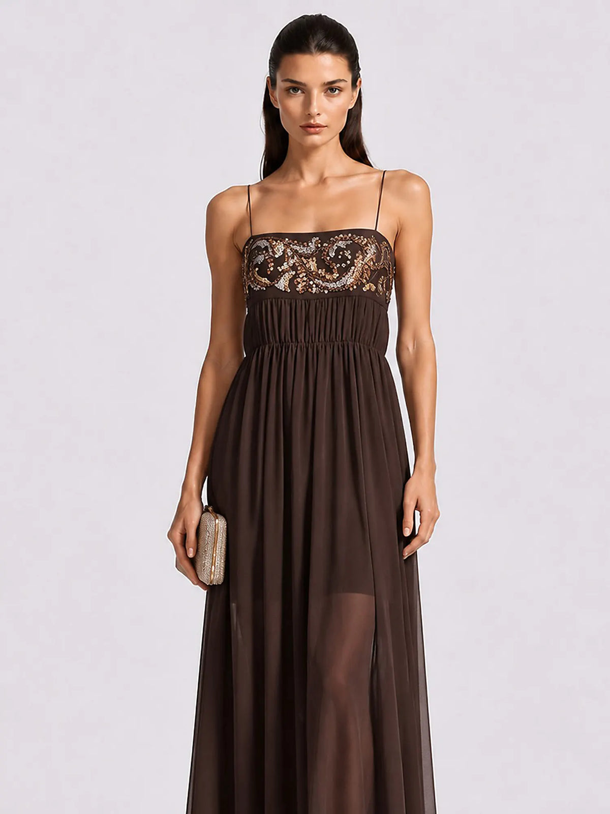 Elodie Sequin and Beaded Chiffon Dress