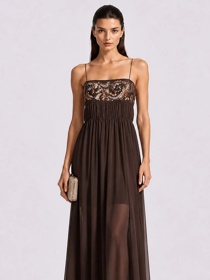 Elodie Sequin and Beaded Chiffon Dress