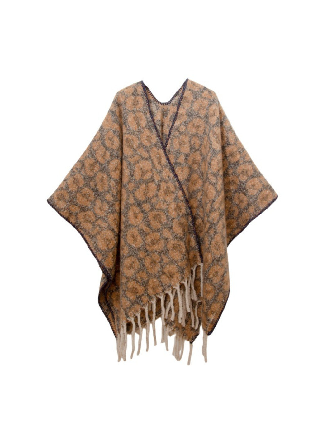 Scarvii - Thick Leopard Printed Wrap Shawl with Tassels