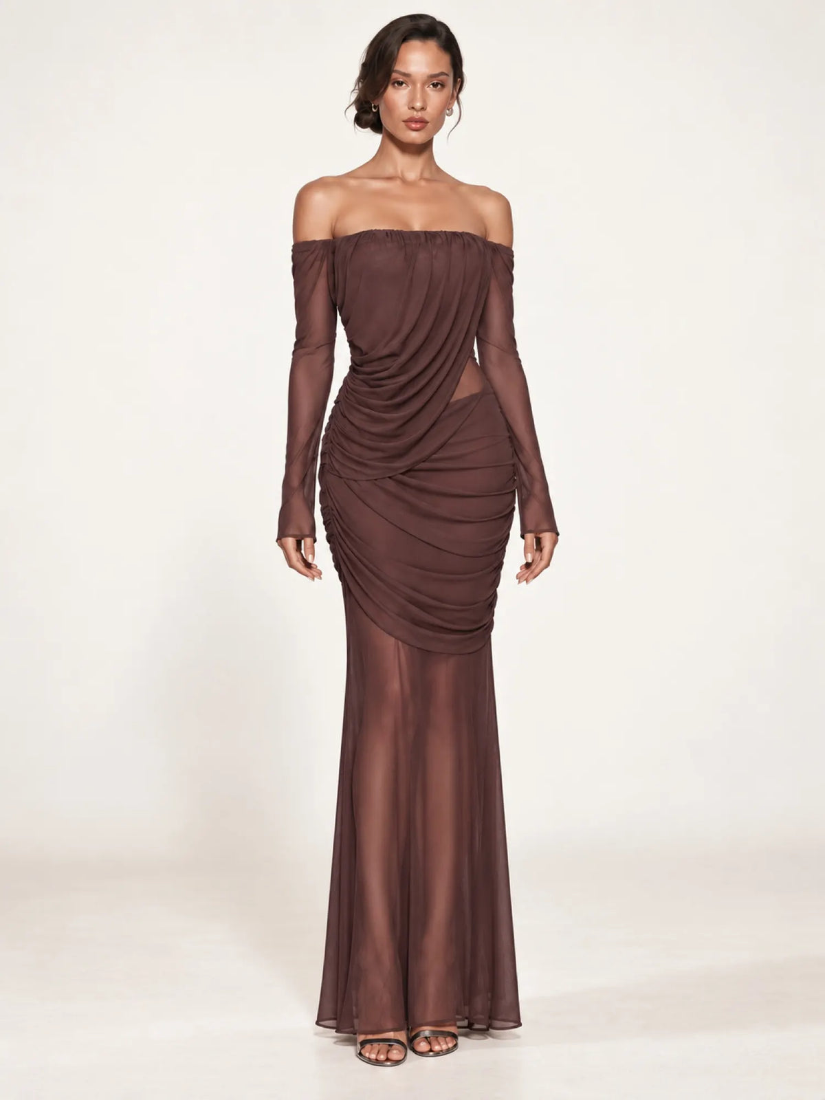 Rosalinda Off-Shoulder Pleated Maxi Dress
