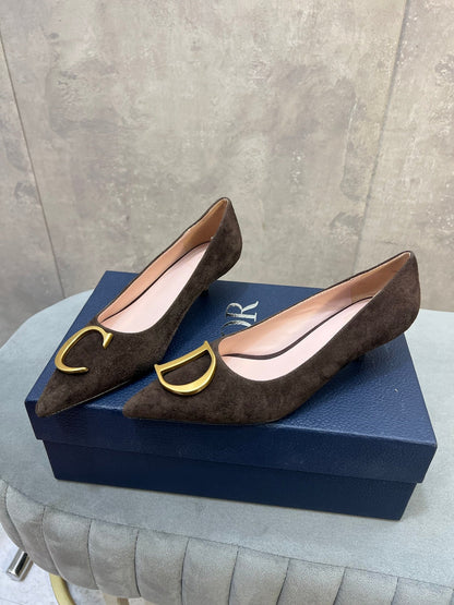 CD 26 High-Heeled 40 Pumps Dark Brown Suede 594582