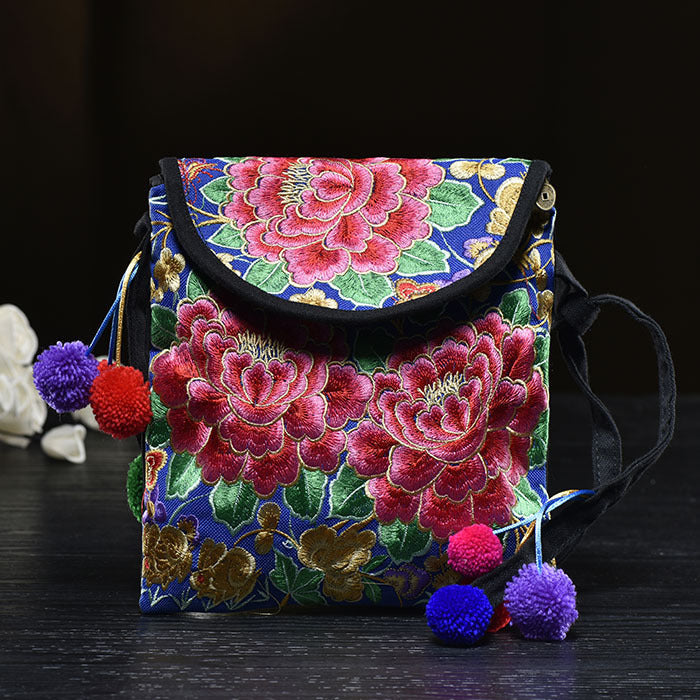 Ethnic Embroidered Embroidered Women'S Bag Canvas Coin Purse Vintage Shoulder Cross-Body Tote