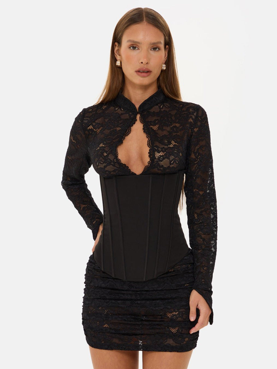Brooklyn Black Lace Corset Mini Dress