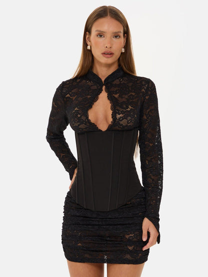 Brooklyn Black Lace Corset Mini Dress