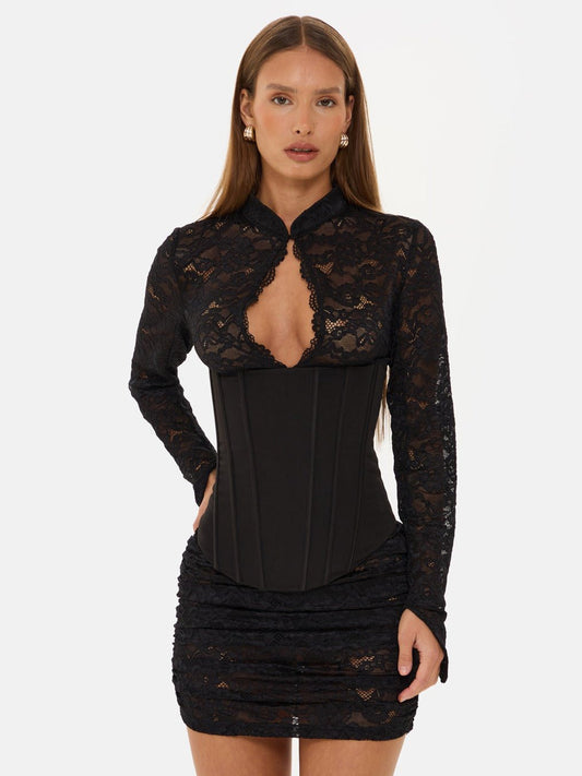 Brooklyn Black Lace Corset Mini Dress
