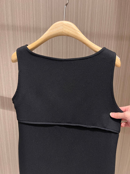 Gucci Vest Dress With Lace-up Bowknot Black Polyester Fiber