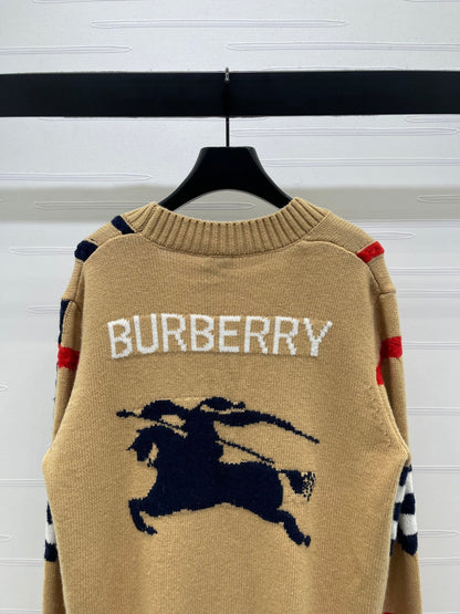 Burberry 25 V-neck Long-sleeved Cardigan Beige Wool Cashmere