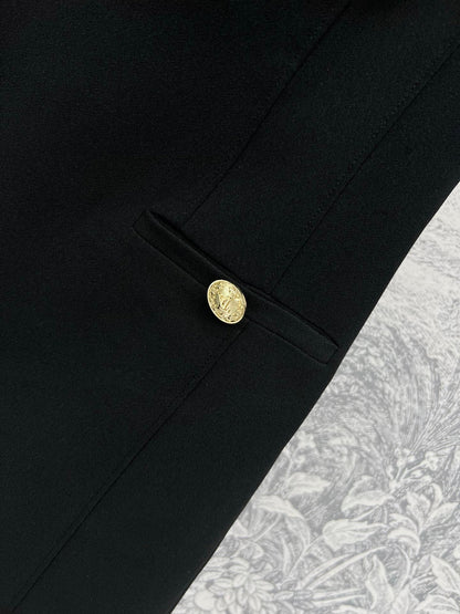 LV 25 Sleeveless Slim Fit Dress Black Poliester