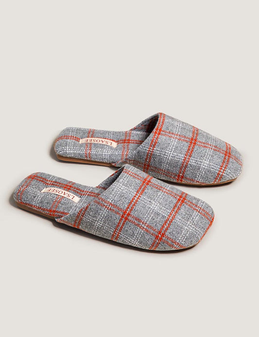 Color Block Plaid Cozy Indoor Slippers