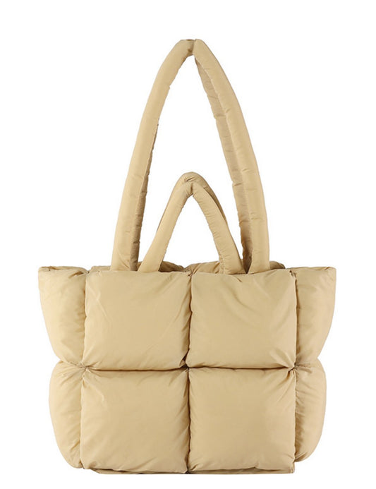 Simple Puffer Tote Bag Solid Color Soft Handbag
