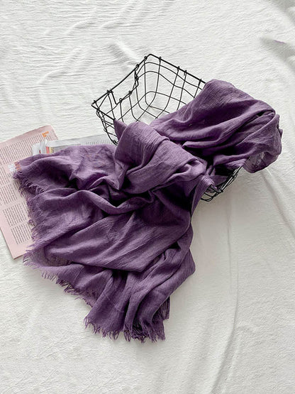 Casual Simple Ramie Cotton 14 Colors Scarf
