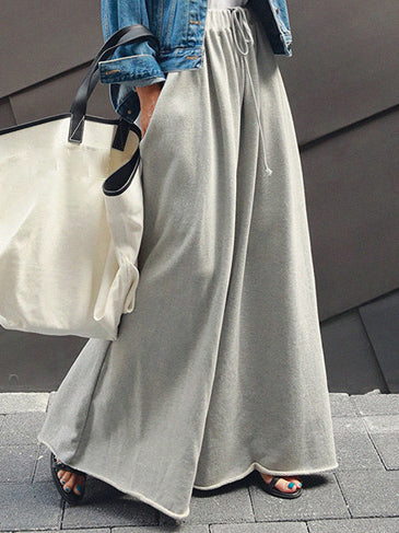 Loose Wide Leg Solid Color Casual Pants Bottoms Pants