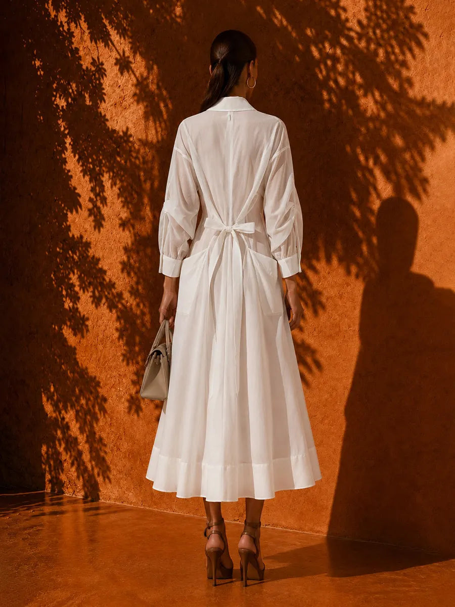 Daphne Elegant Pleated Tulle Midi Dress