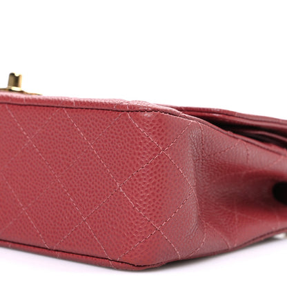 Caviar Quilted Medium Double Flap Dark Pink