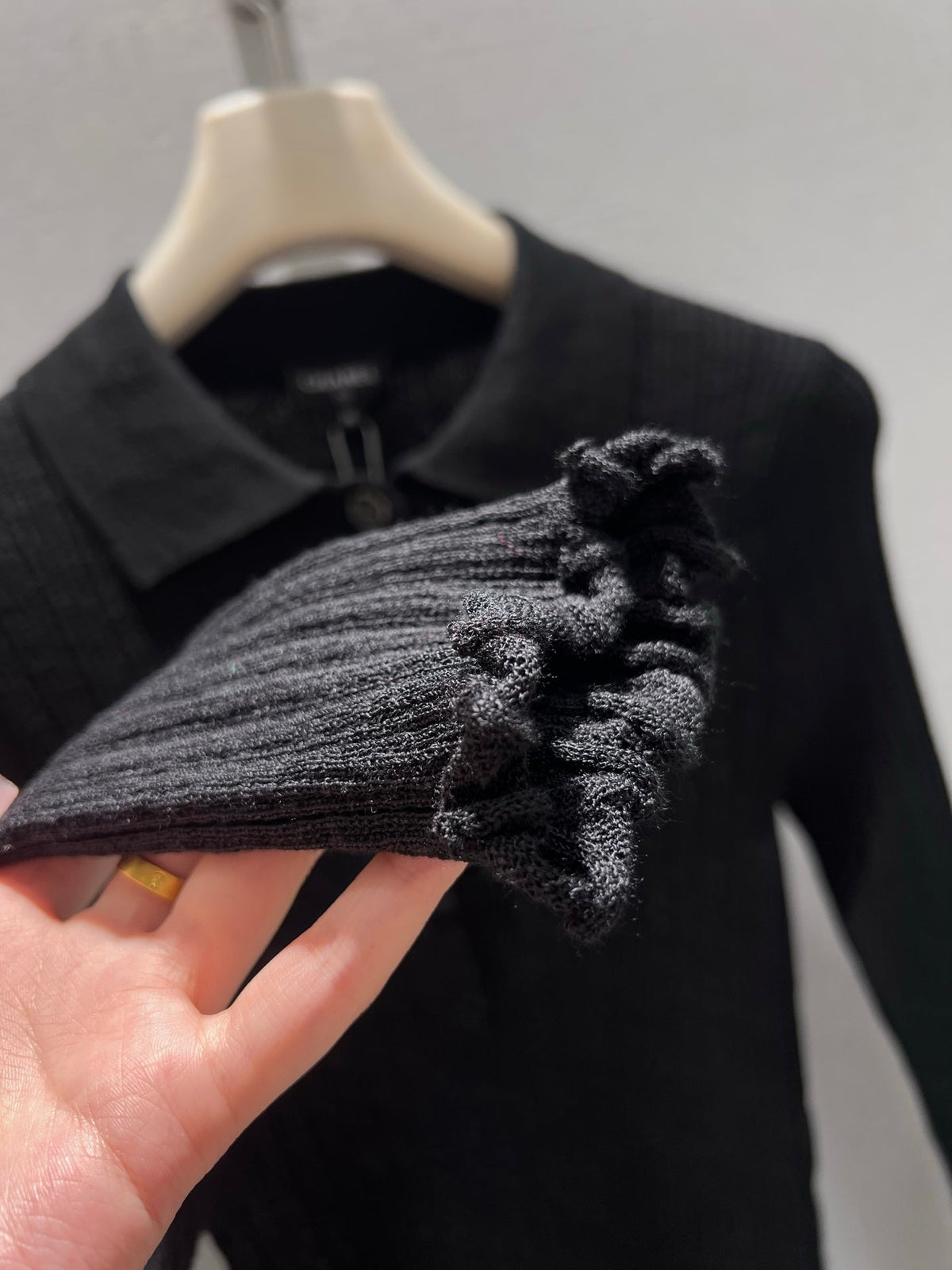 CC 26S Ribbed Knit Long-Sleeve Black Linen Cotton 349013