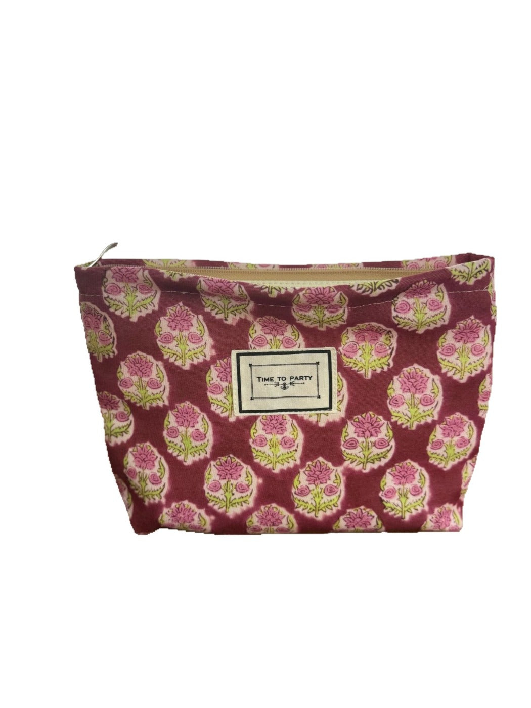 Cosbai -Vintage Canvas Travel Makeup Bag with Floral Patterns