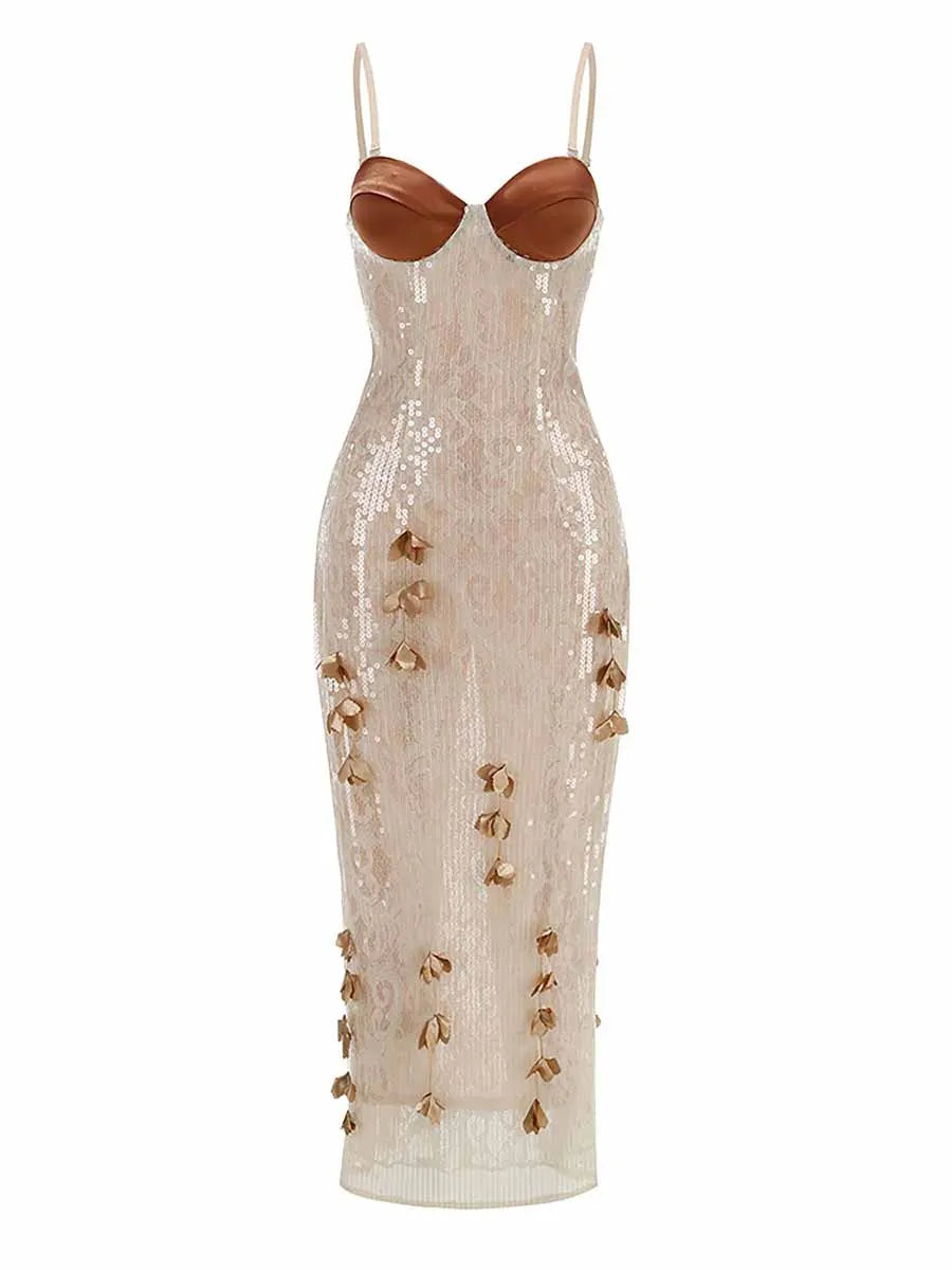Elara Halter Sequined Maxi Dress