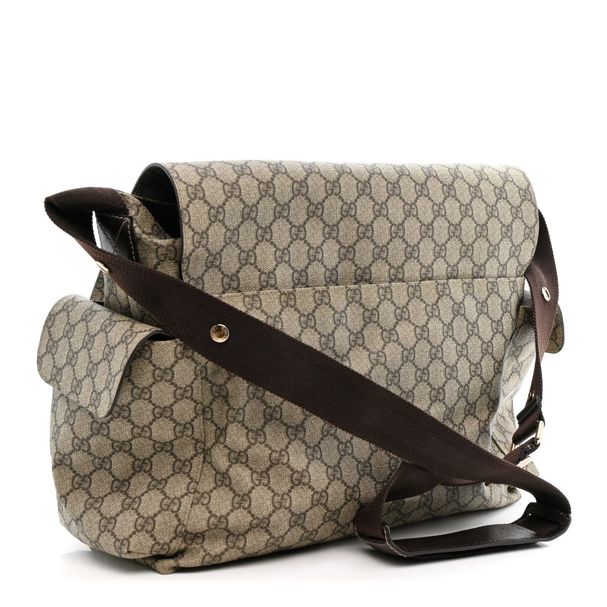 GG Plus Monogram Messenger Diaper Bag Dark Brown
