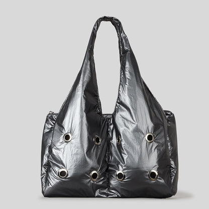 Hollow Studded Solid Large Capacity Shoulder Bag