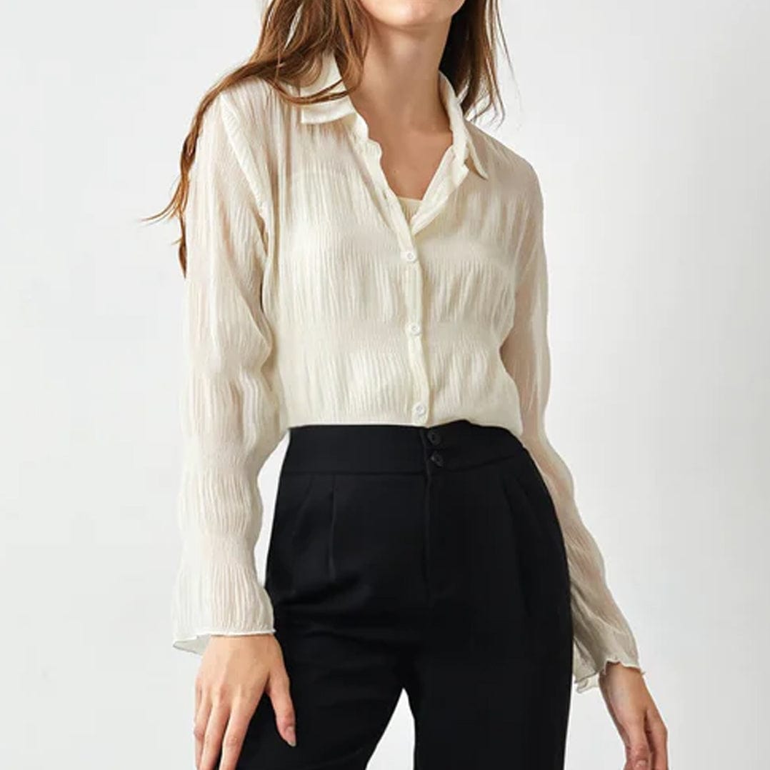 Aaliyah Wheat V-Neck Shirt