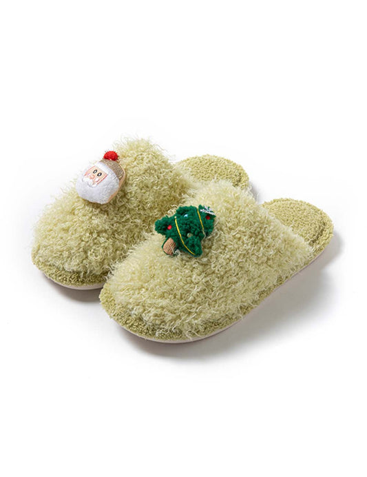 Fuzzy Fur Christmas Reindeer Indoor Slippers