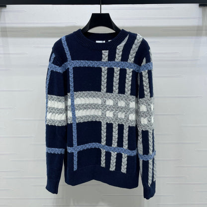 Burberry 25 Crew Neck Long-Sleeve Sweater Navy Blue Wool Cashmere