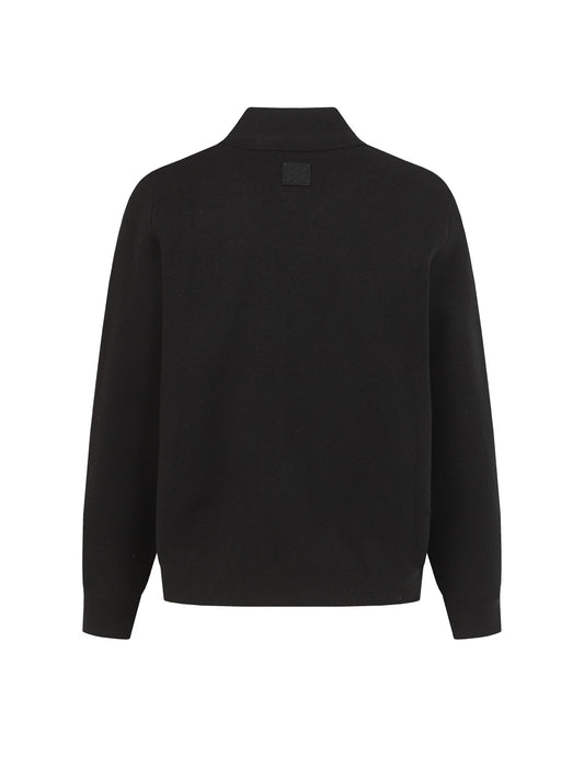 LV Leather Knit Wool Zip-Up Jacket 494212