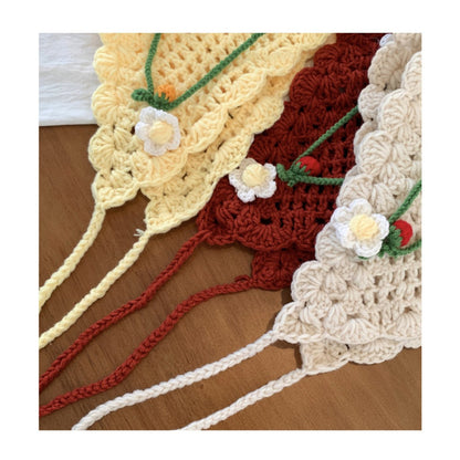 Haila - Floral Lace Crochet Triangle Scarf - Boho Chic