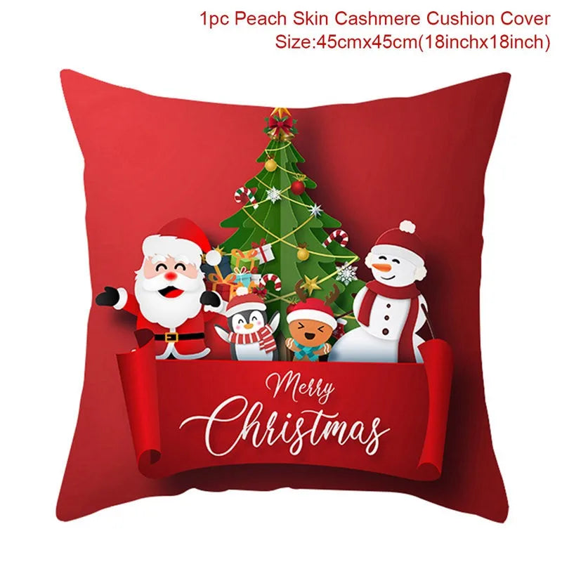 45Cm Christmas Cushion Cover Navidad Merry Christmas Decorations For Home 2023 Xmas Noel Cristmas Ornaments New Year Gifts 2024