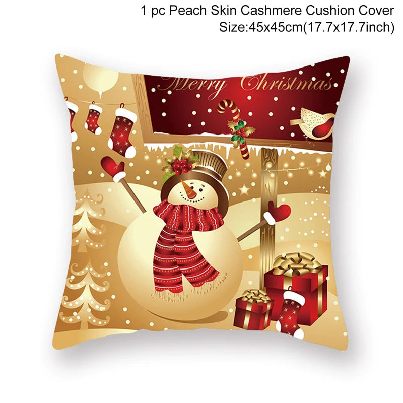 45Cm Christmas Cushion Cover Navidad Merry Christmas Decorations For Home 2023 Xmas Noel Cristmas Ornaments New Year Gifts 2024