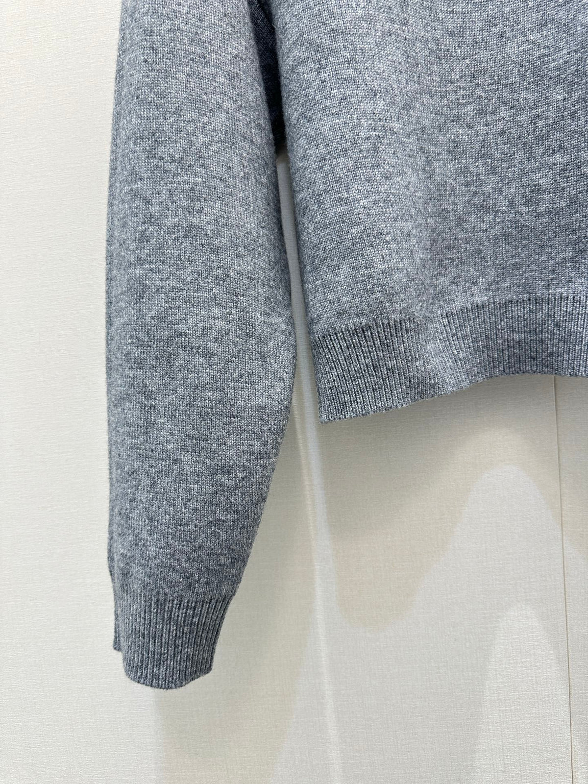 Celin Embroidered Crew Neck Sweater Grey Wool 346098