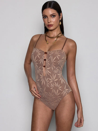 Nadira Spaghetti Cutout Leaf Bodysuit