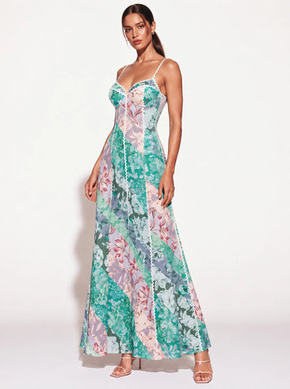 Noelle Paneled Print Camisole Maxi Dress