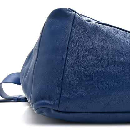 Vitello Daino Triangle Shoulder Bag Blue