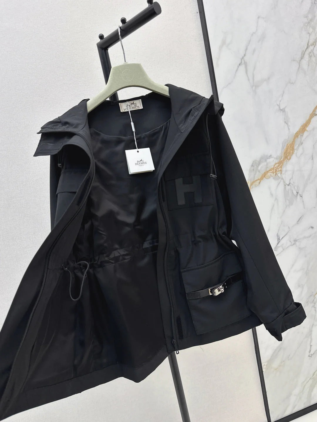 HERMES 25S HOODED TRENCH COAT 326