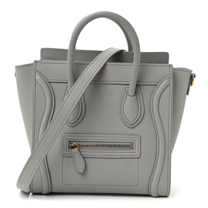Drummed Calfskin Nano Luggage Pearl Blue