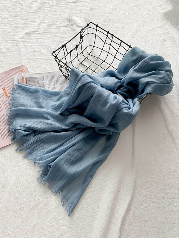Casual Simple Ramie Cotton 14 Colors Scarf