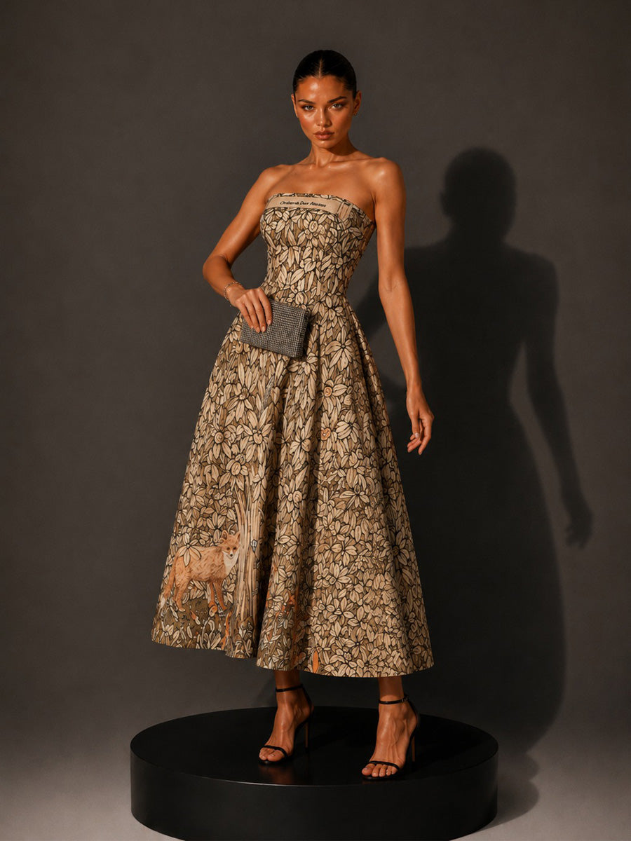 Lila Forest-Style Strappy Midi Dress