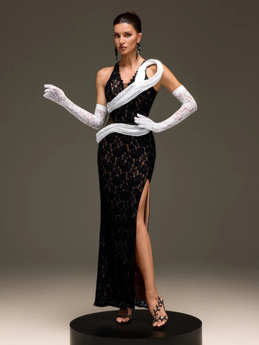 Luna Lace One-Shoulder Mermaid Maxi Dress