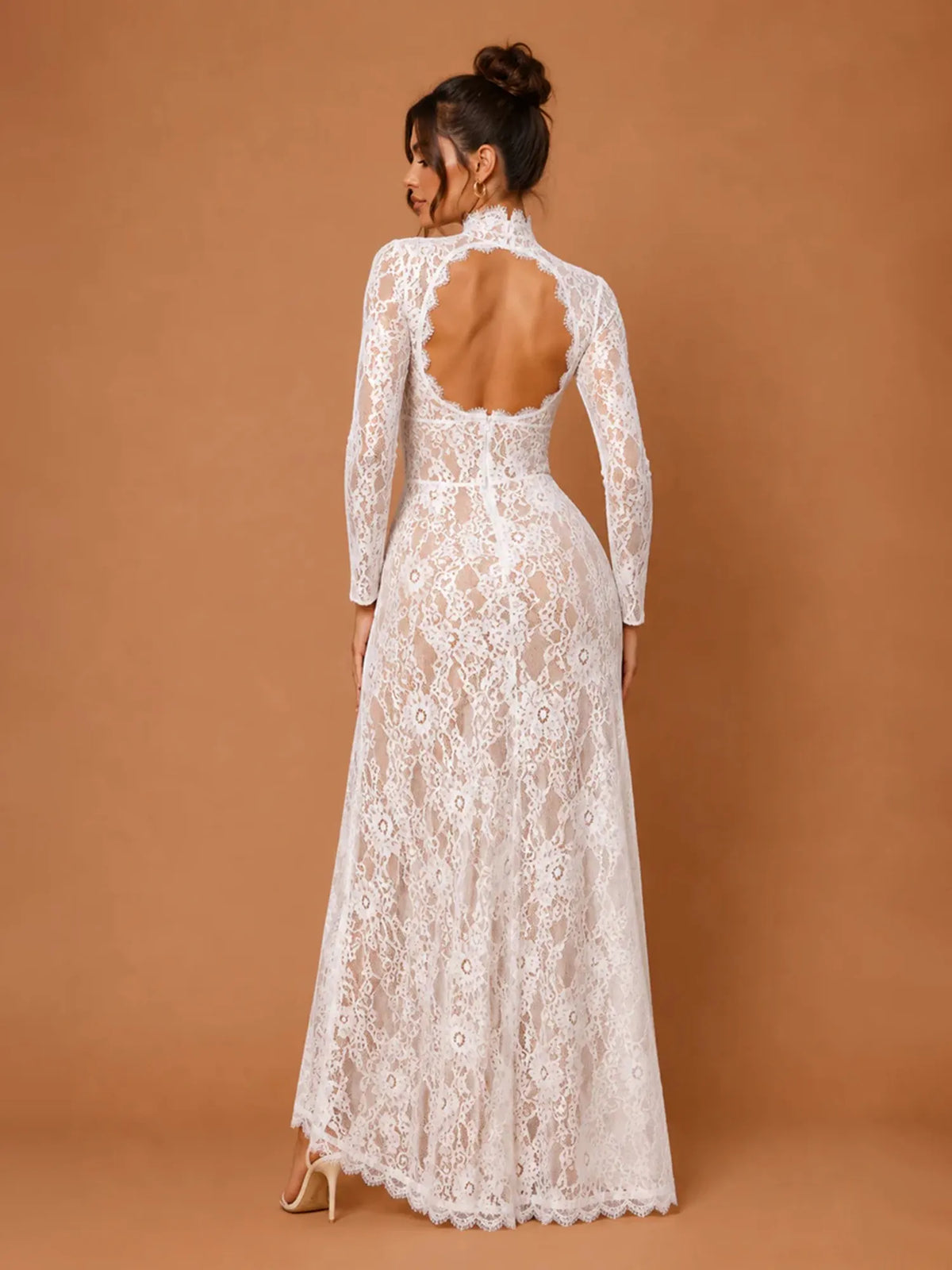 Seraphina Lace Cut-Out Maxi Dress in White