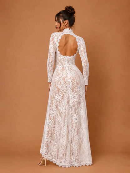 Seraphina Lace Cut-Out Maxi Dress in White