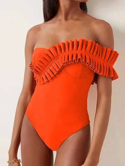 Talia Ruffled Pleated Swimsuit Set